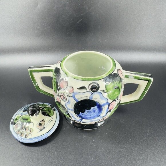 Hand Painted Mexico Pottery Tonala Talavera Sugar Bowl Jar Canister Container - Picture 13 of 13